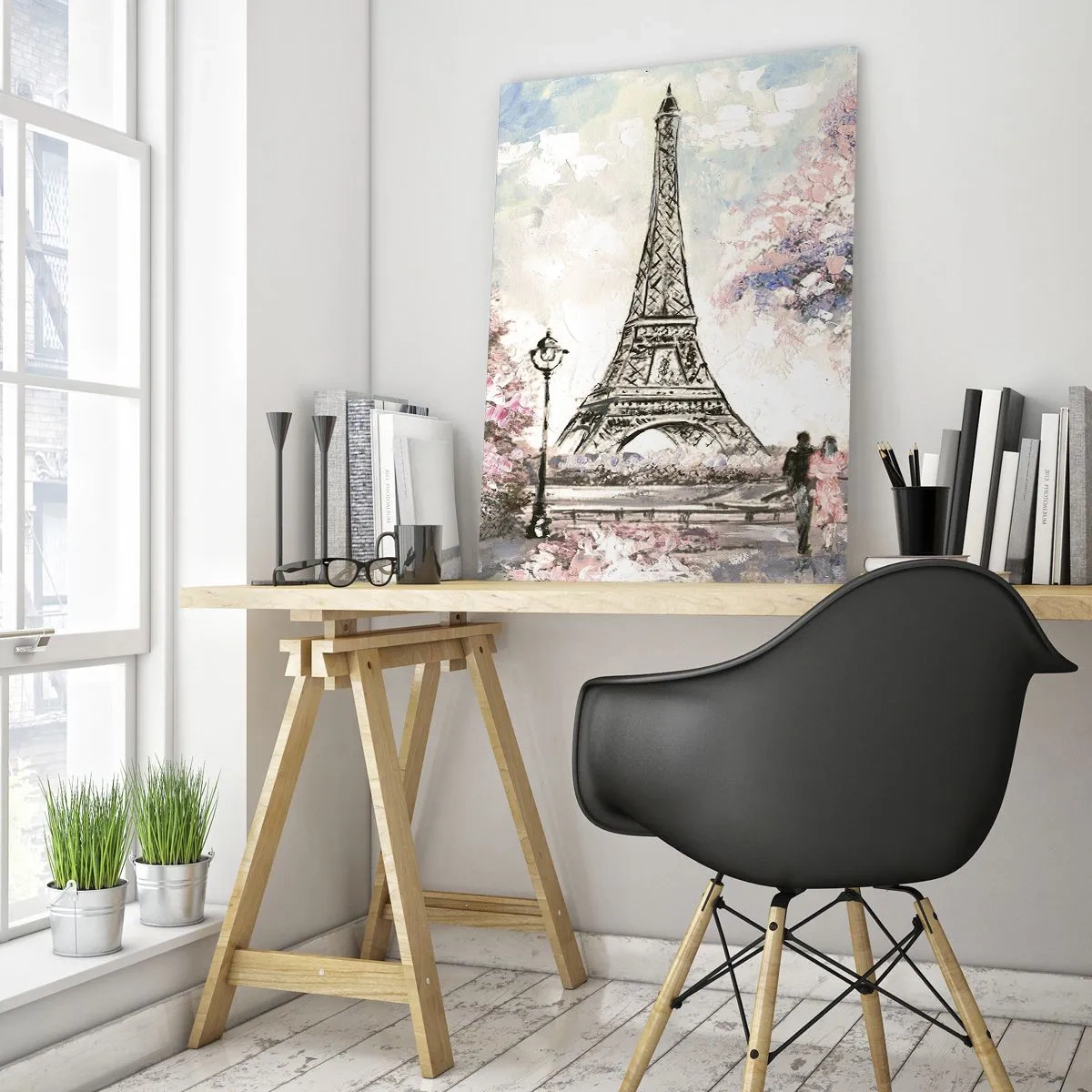 Obraz na skle - Aprílová prechádzka Parížom - 50x70 cm
