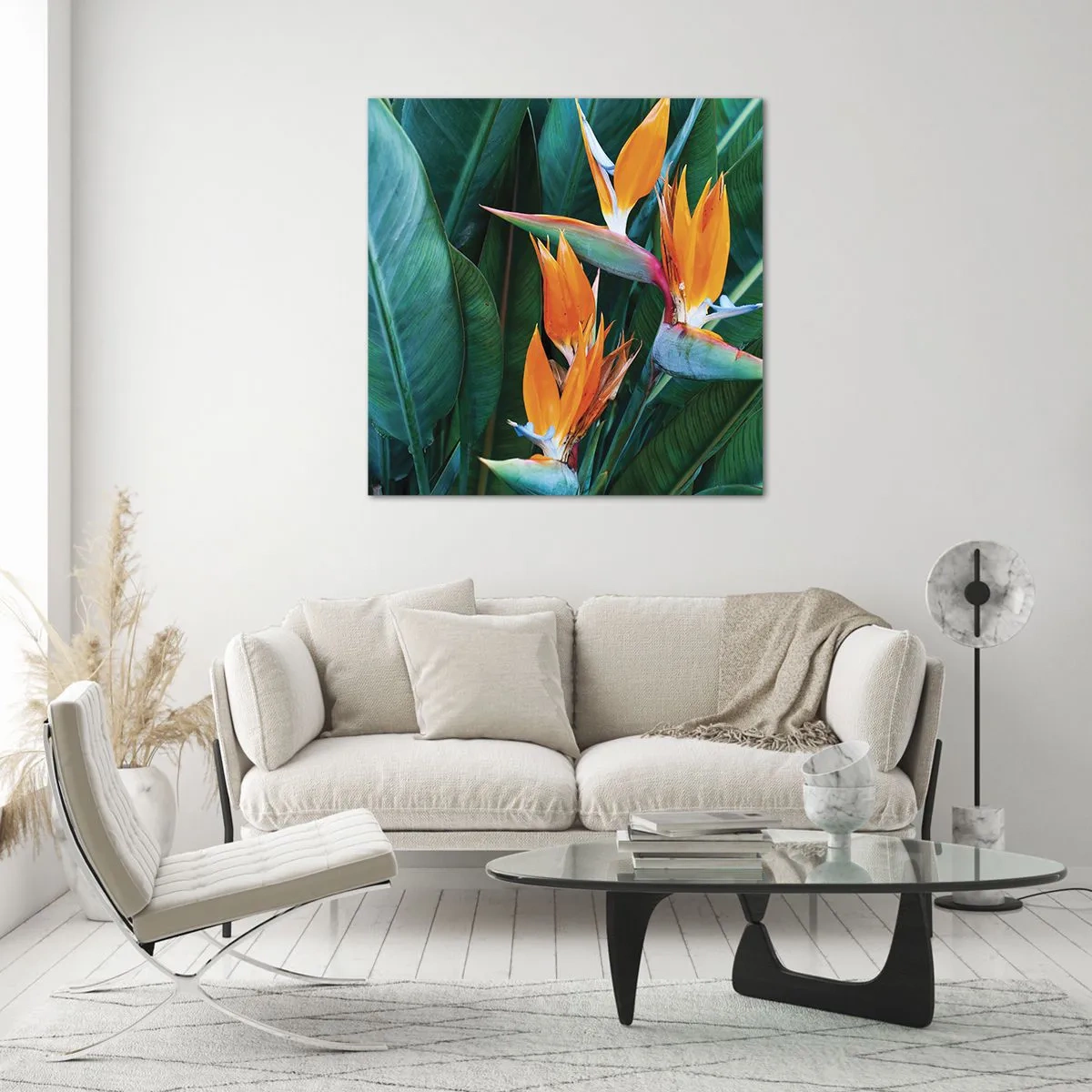 Obraz na skle - Je to kvetina, alebo vták? - 60x60 cm