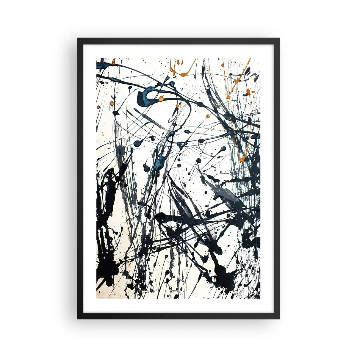 Plagát v čiernom ráme - Expresívna abstrakcia v štýle gestickej maľby - 50x70cm - Expresionistická abstrakcia - Moderná nástenná dekorácia do obývacej izby a spálne ARTTOR