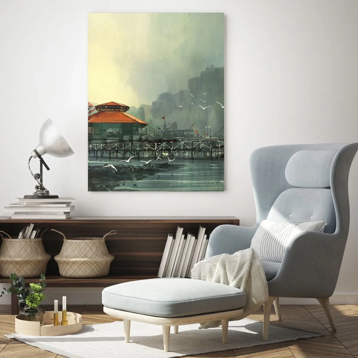 Obraz na skle - Slnečný deň v prístave - 50x70 cm