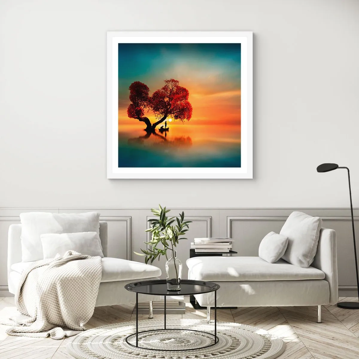 Plagát v bielom ráme - Voda a ticho vesmíru - 60x60 cm