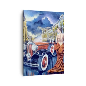 Obraz na plátne - Nokturno v modrej a koralovej - 70x100 cm