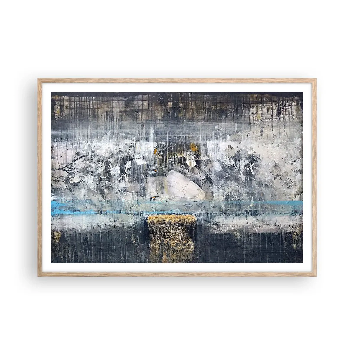 Plagát v ráme zo svetlého duba - Ako na ľade, tak aj na hrude - 100x70 cm