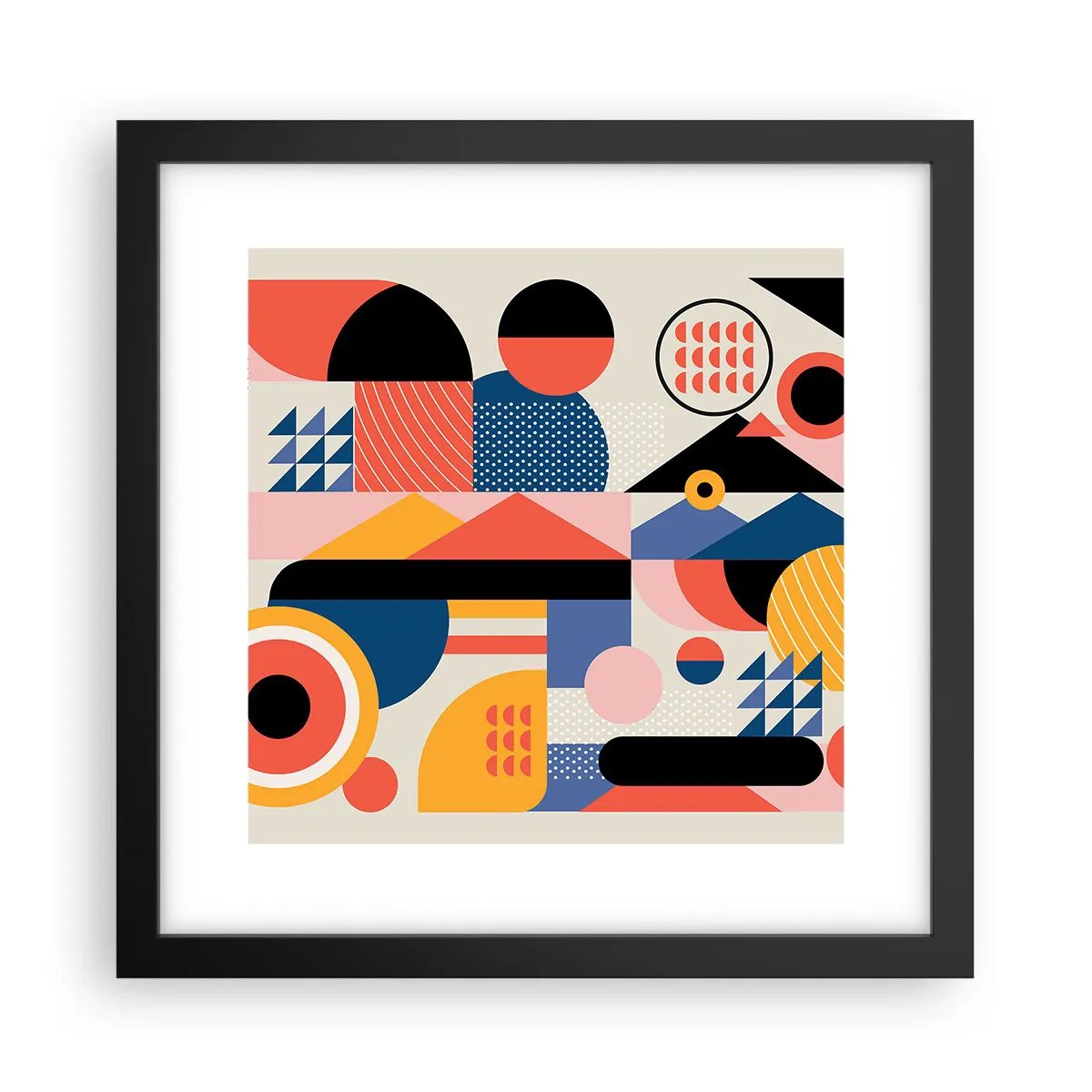 Plagát v čiernom ráme - Kompozícia: poďme sa hrať - 30x30 cm