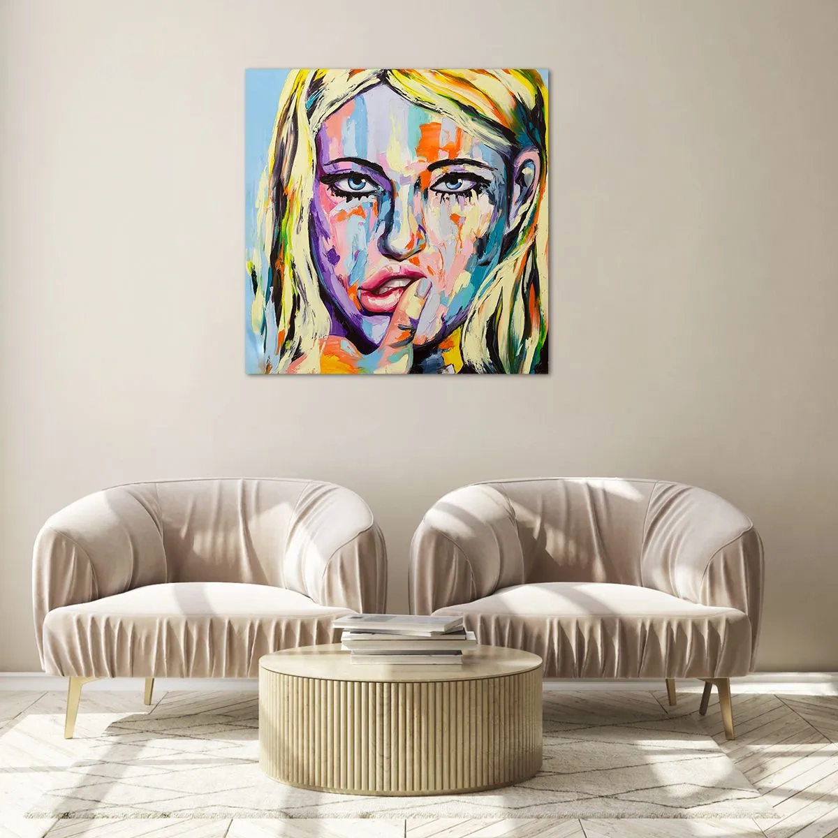 Obraz na skle - Pozri sa jej priamo do očí - 50x50 cm
