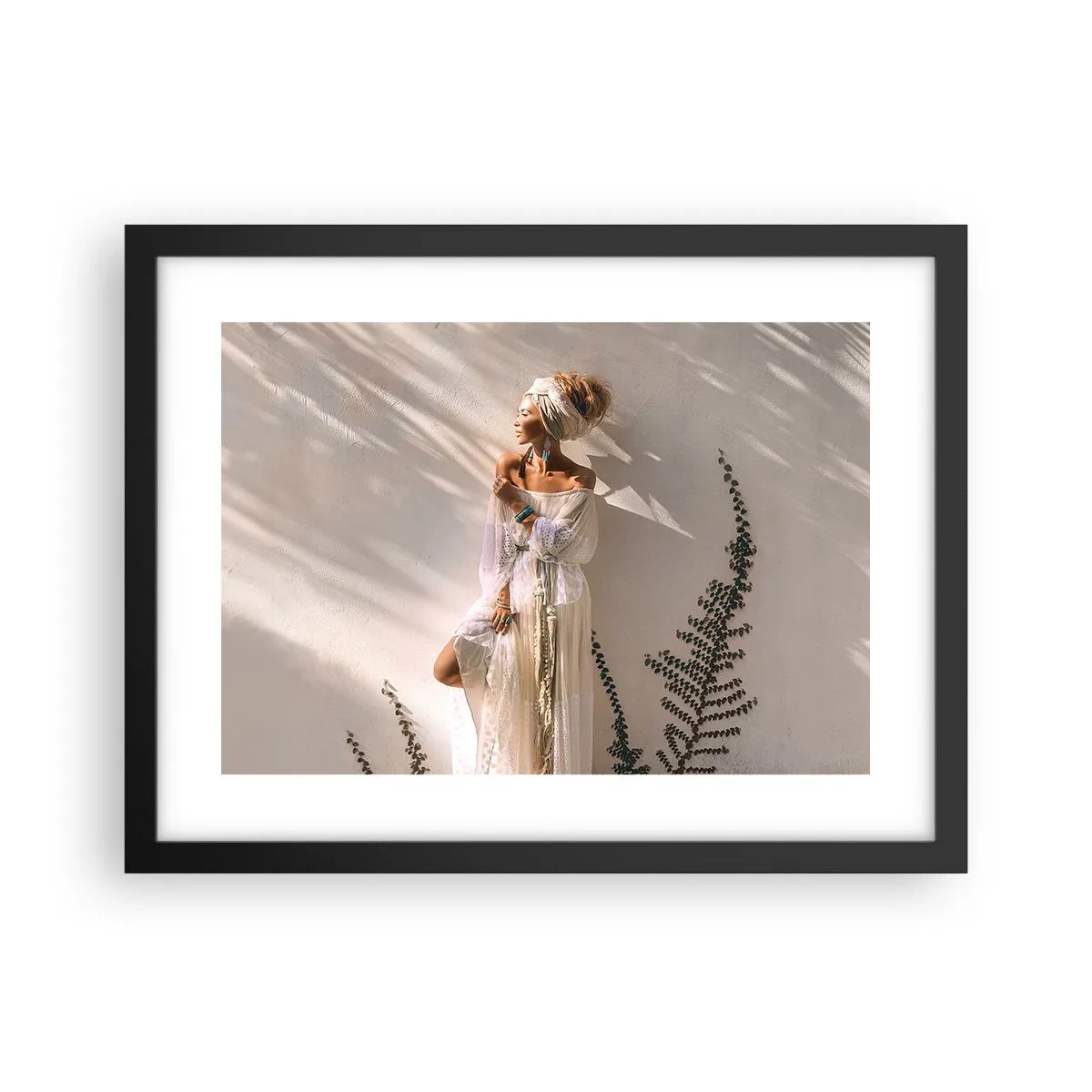 Plagát v čiernom ráme - Slnko a dievča - 40x30 cm