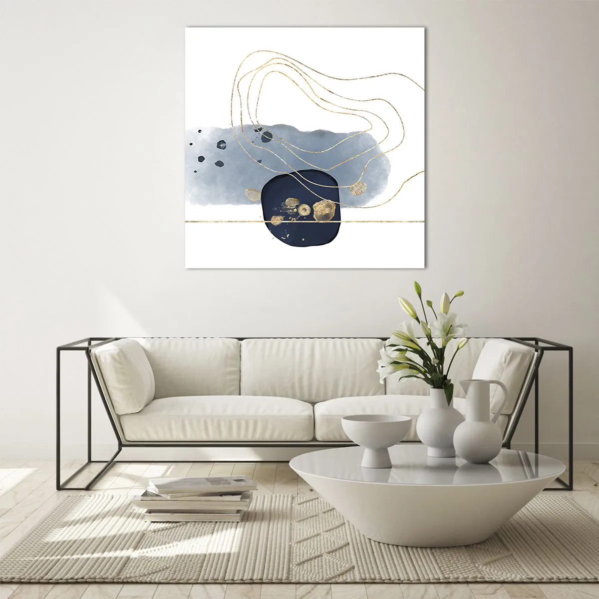 Obraz na skle - Modro-zlatá fantázia - 70x70 cm