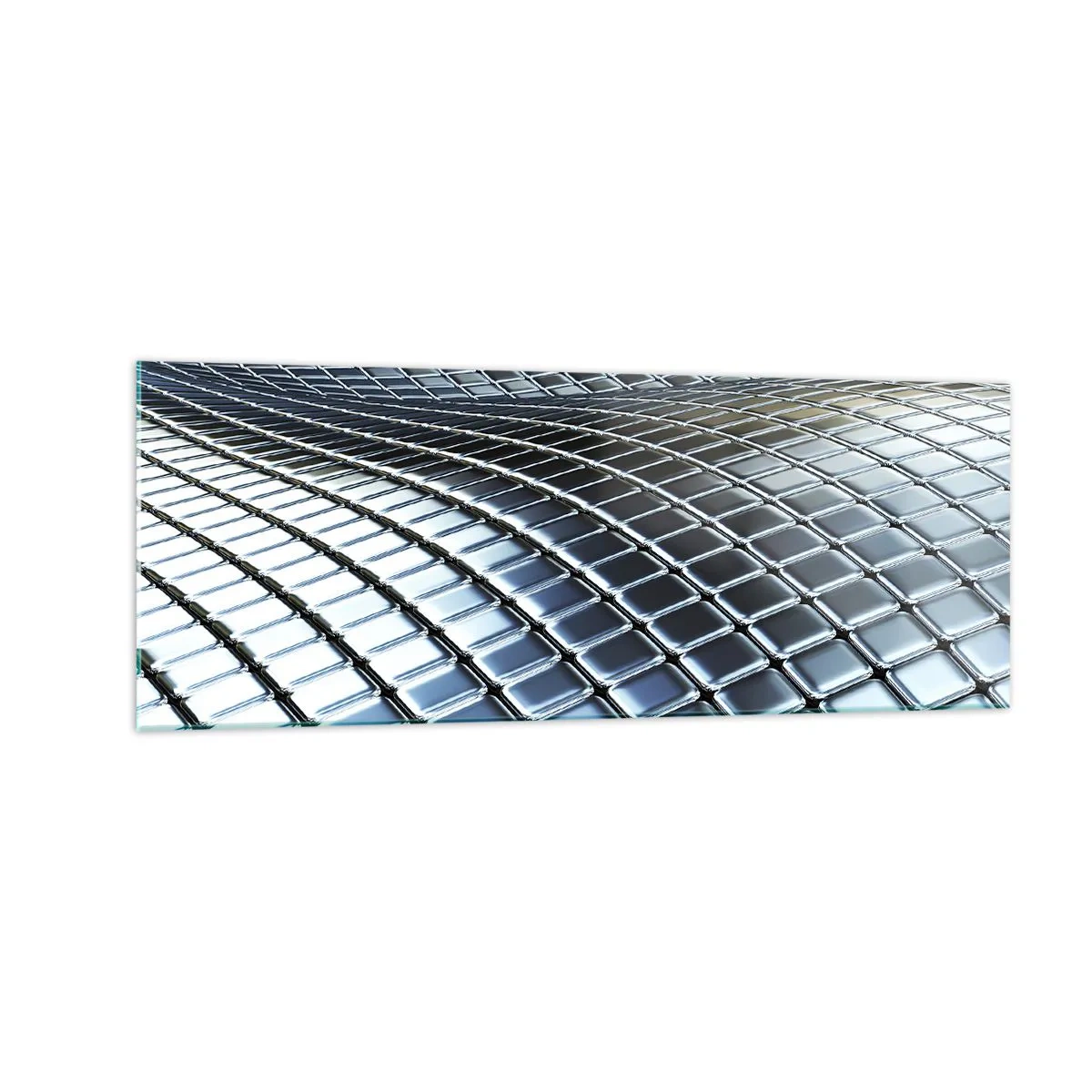 Obraz na skle - Kovová strieborná vlna - 140x50 cm