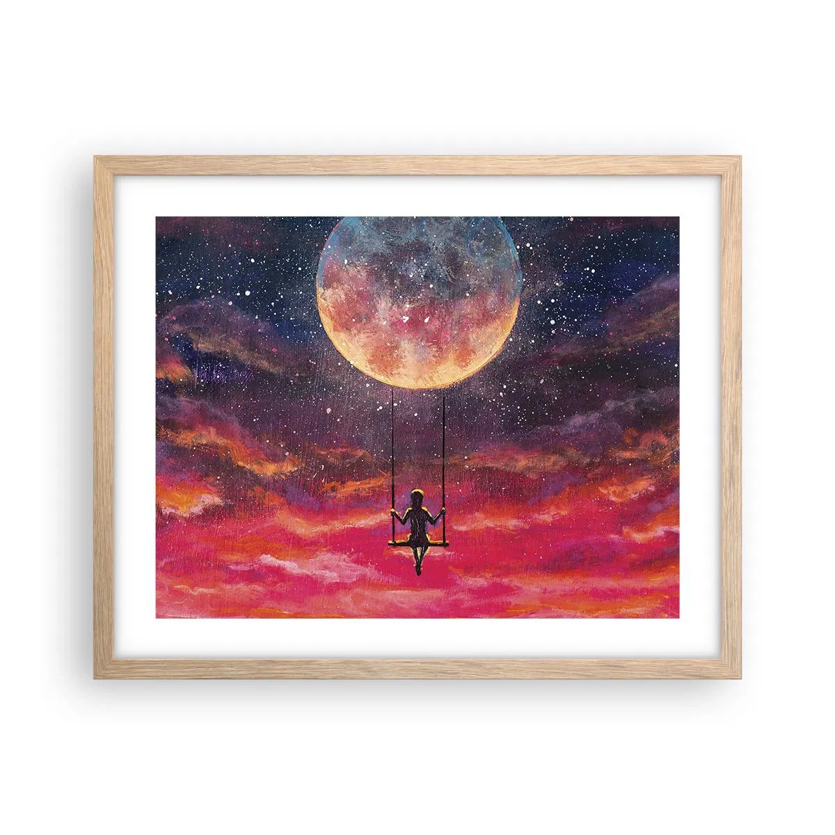 Plagát v ráme zo svetlého duba - Stavať si vzdušné zámky - 50x40 cm