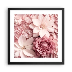 Plagát v čiernom ráme - V ružových okvetných lístkoch - 40x40 cm