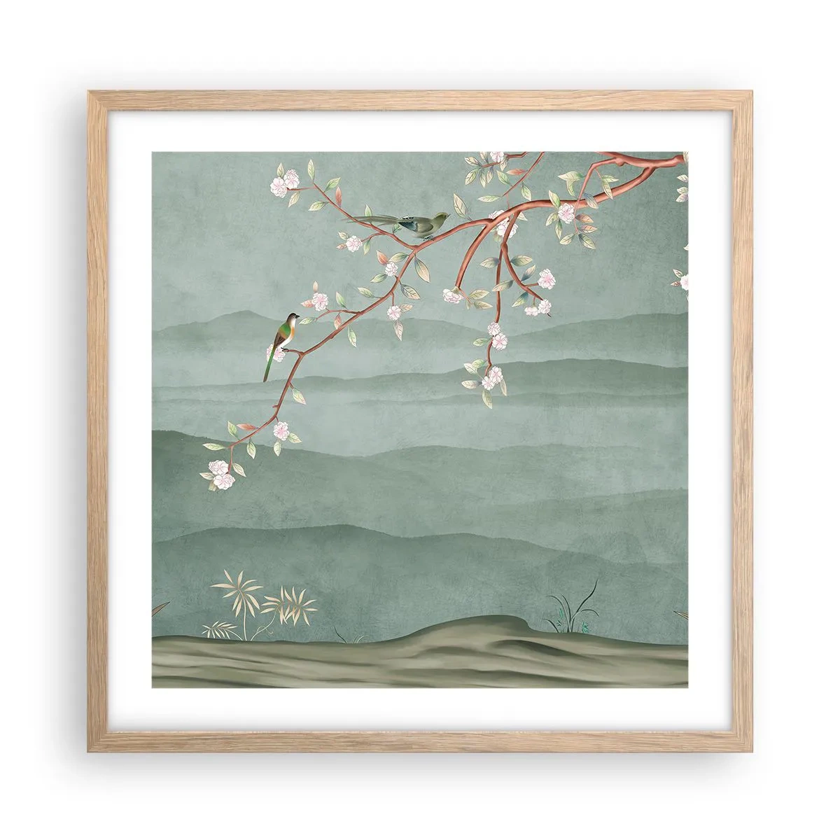 Plagát v ráme zo svetlého duba - Jar je tu - 50x50 cm