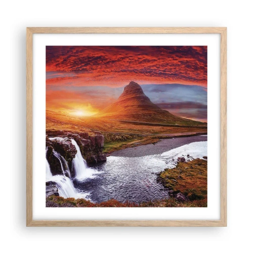 Plagát v ráme zo svetlého duba - Pohľad na Stredozem - 50x50 cm