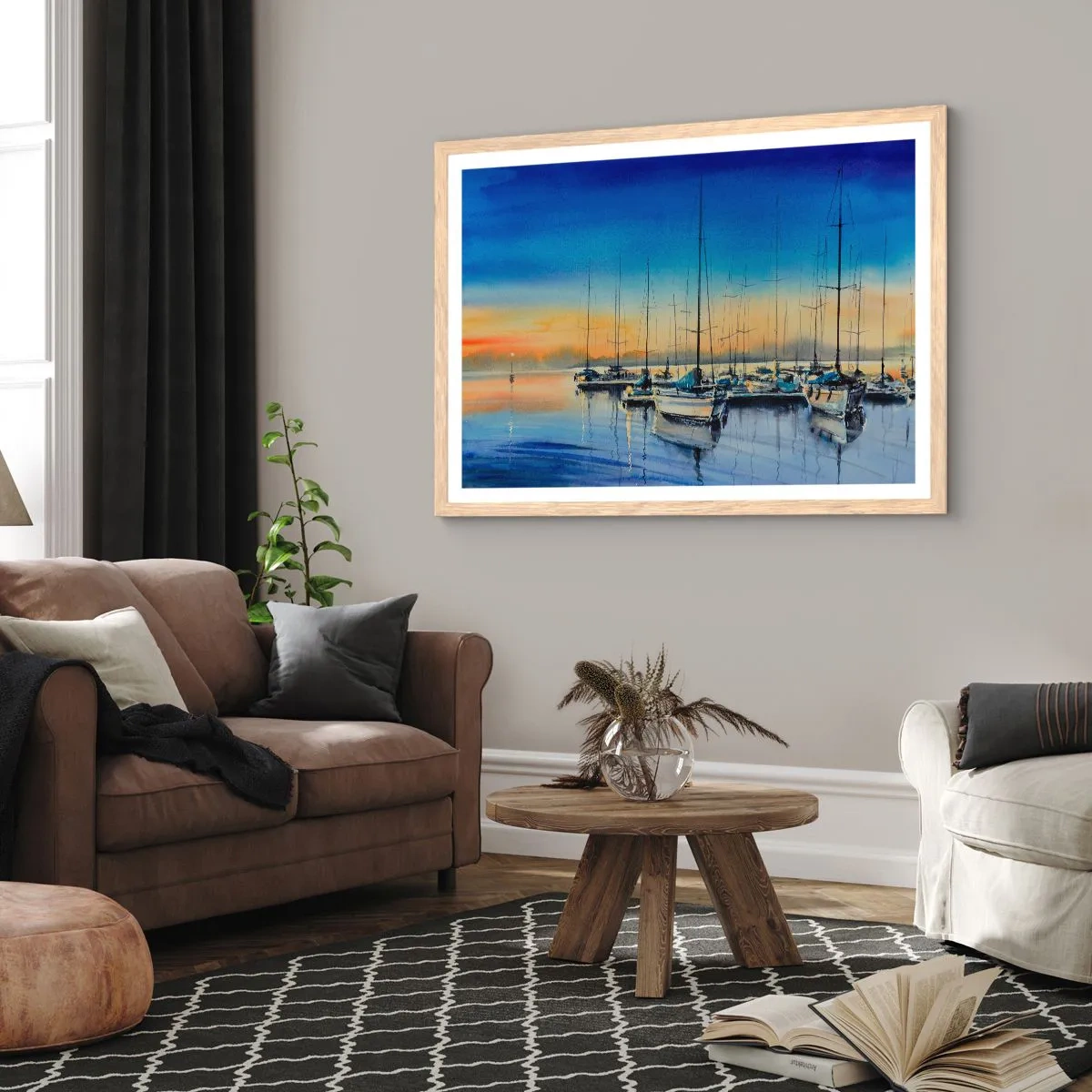 Plagát v ráme zo svetlého duba - Koniec dobrého dňa - 100x70 cm
