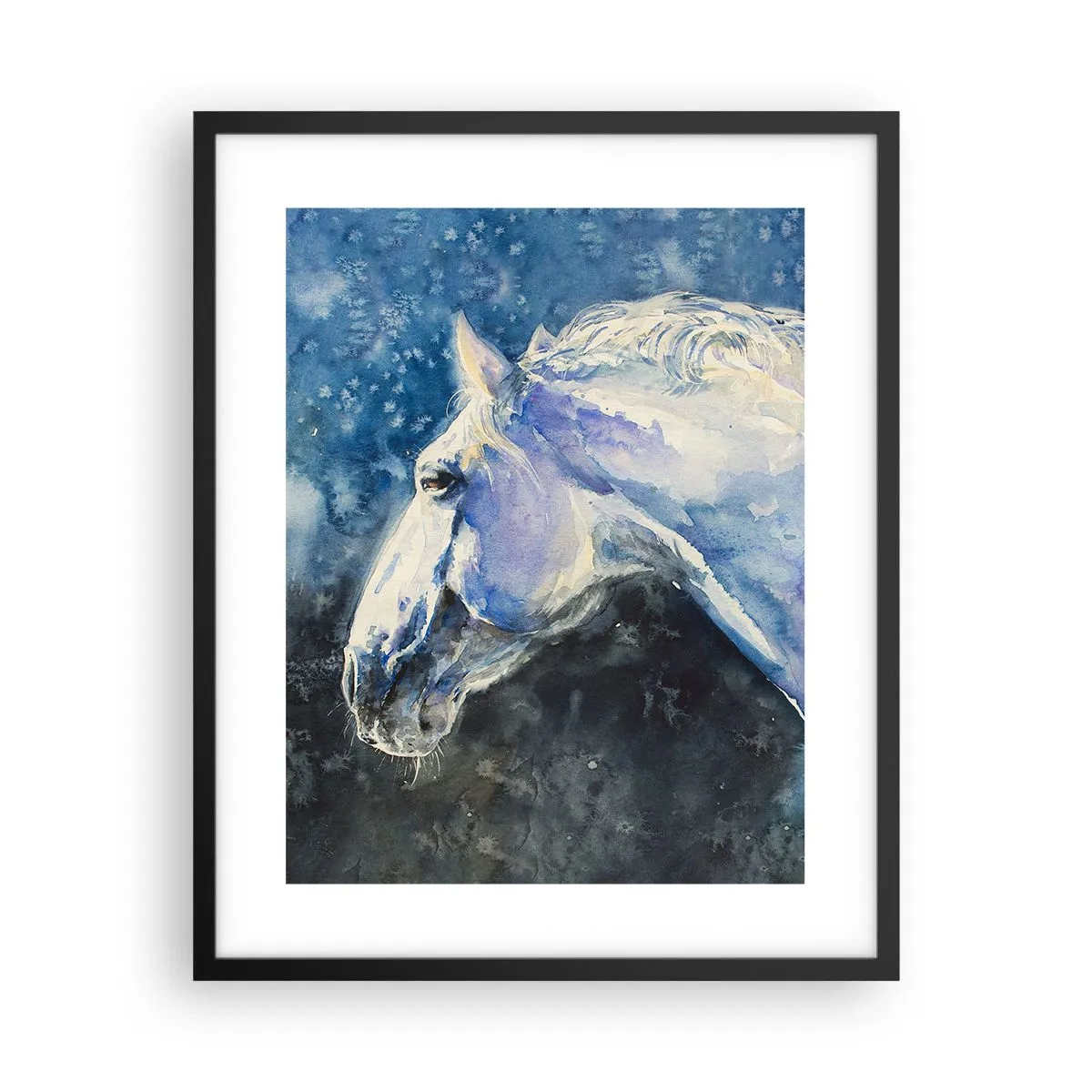 Plagát v čiernom ráme - Portrét v modrej žiare - 40x50 cm