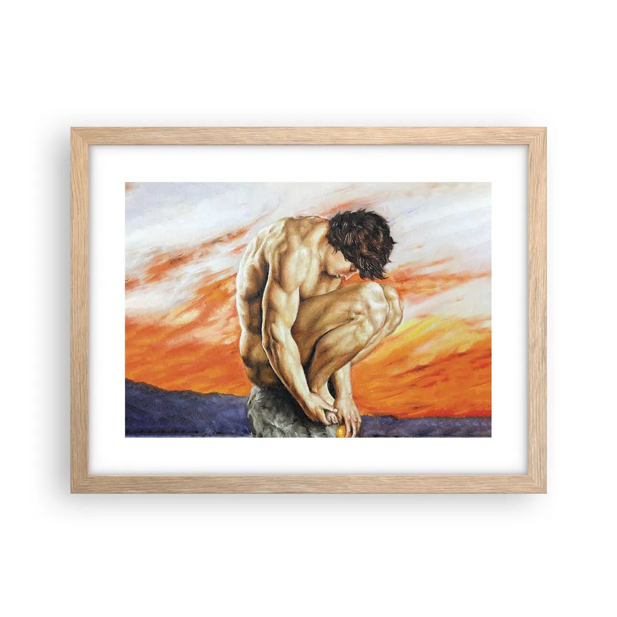 Plagát v ráme zo svetlého duba - Ponorený do seba - 40x30 cm