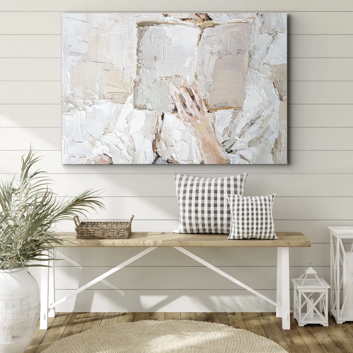 Obraz na plátne - Impresionistický obraz ruky držiacej otvorenú knihu. - 70x50cm - V inom svete - Moderná nástenná dekorácia do obývacej izby a spálne ARTTOR