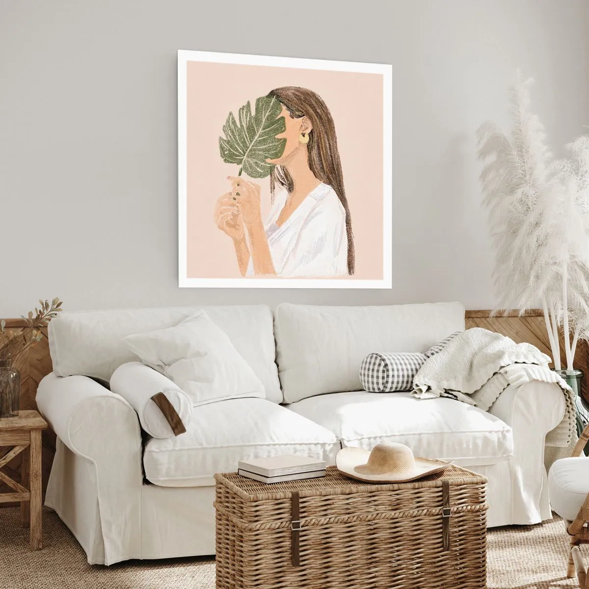 Plagát - Tajomný portrét s vejárom - 60x60 cm