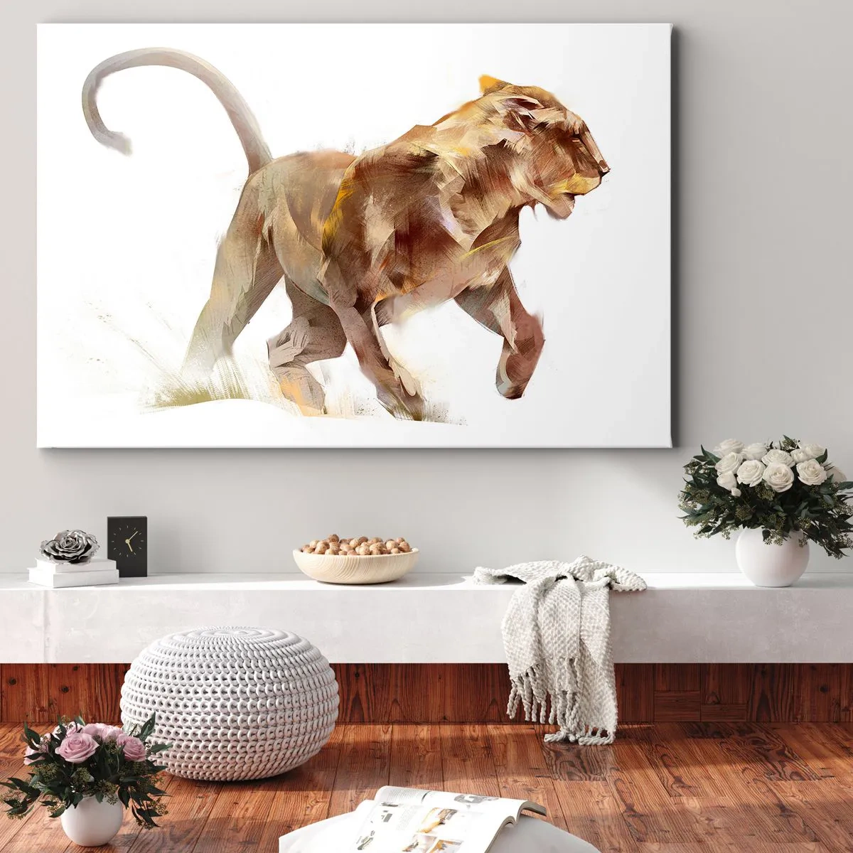 Obraz na plátne - Bežiaca levica v umeleckej interpretácii - 70x50cm - Divoká elegancia - Moderná nástenná dekorácia do obývacej izby a spálne ARTTOR
