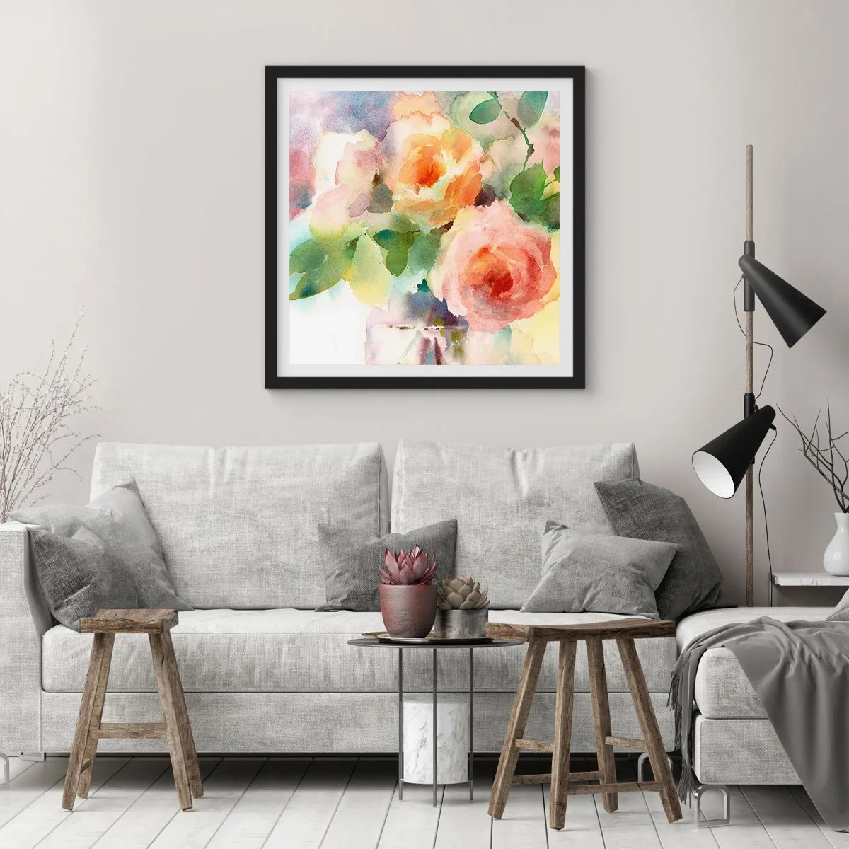 Plagát v čiernom ráme - Jemné ako akvarel - 60x60 cm