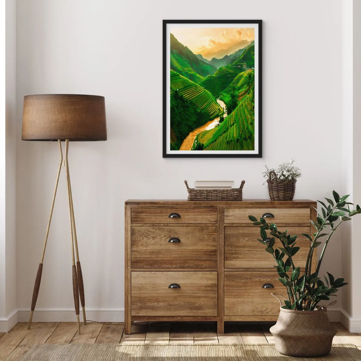 Plagát v čiernom ráme - Vietnamské údolie - 61x91 cm