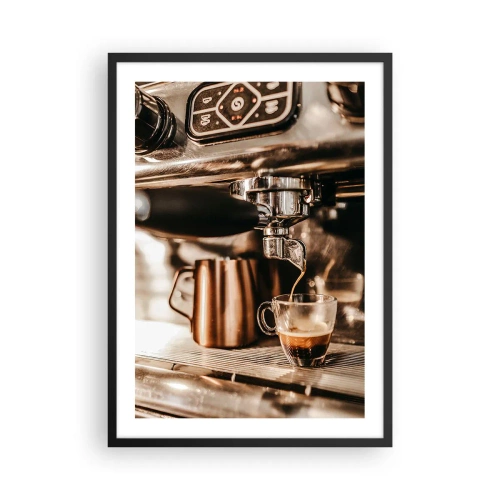 Plagát v čiernom ráme - Aromatické espresso z espresso kávovaru - 50x70cm - Jas kávy - Moderná nástenná dekorácia do obývacej izby a spálne ARTTOR