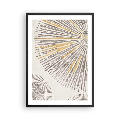 Plagát v čiernom ráme - Abstraktný lúčový vzor v odtieňoch zlatej a hnedej - 50x70cm - Krása lúča - Moderná nástenná dekorácia do obývacej izby a spálne ARTTOR