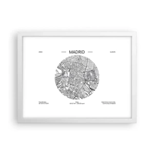 Plagát v bielom ráme - Anatómia Madridu - 40x30 cm