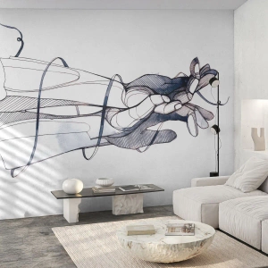 Fototapeta Premium Canvas - Štúdia o dotyku - Abstrakcia, Ruky, Grafika - 300x210 cm