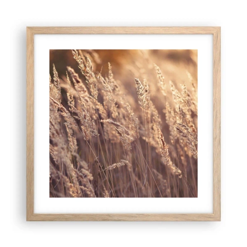 Plagát v ráme zo svetlého duba - Pripravení privítať jeseň - 40x40 cm