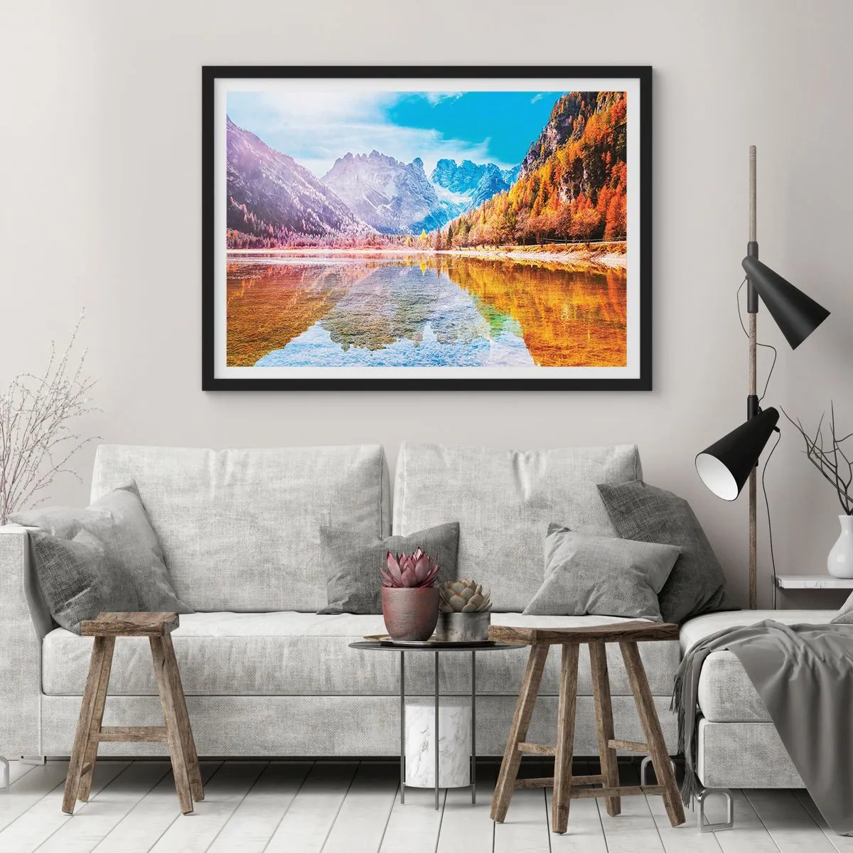 Plagát v čiernom ráme - A v horách už je jeseň - 70x50 cm