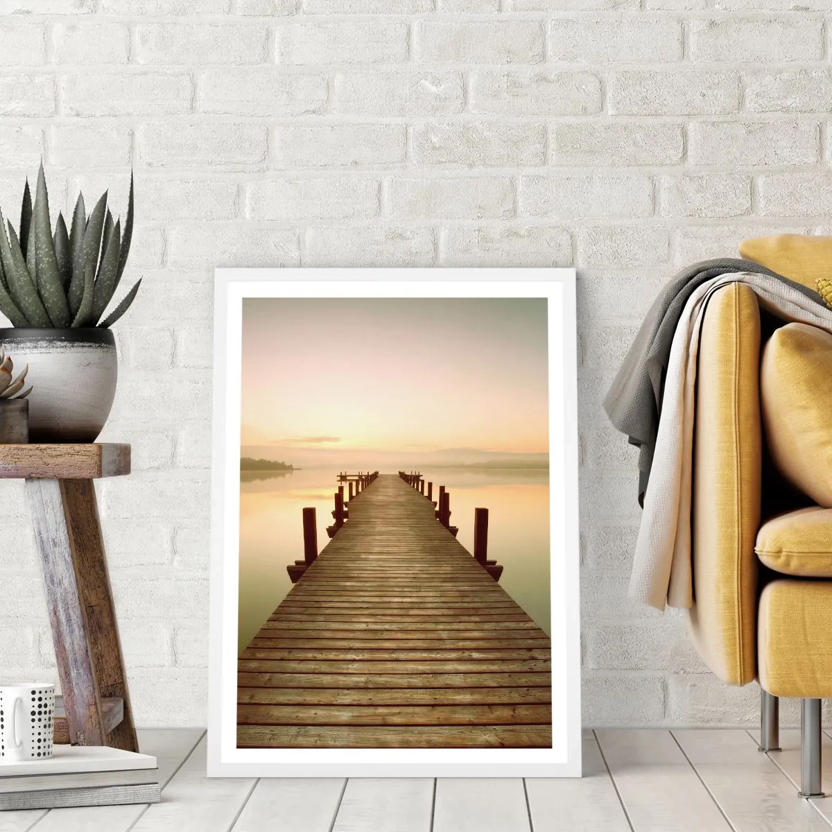 Plagát v bielom ráme - Úsvit, svitanie, svetlo - 61x91 cm