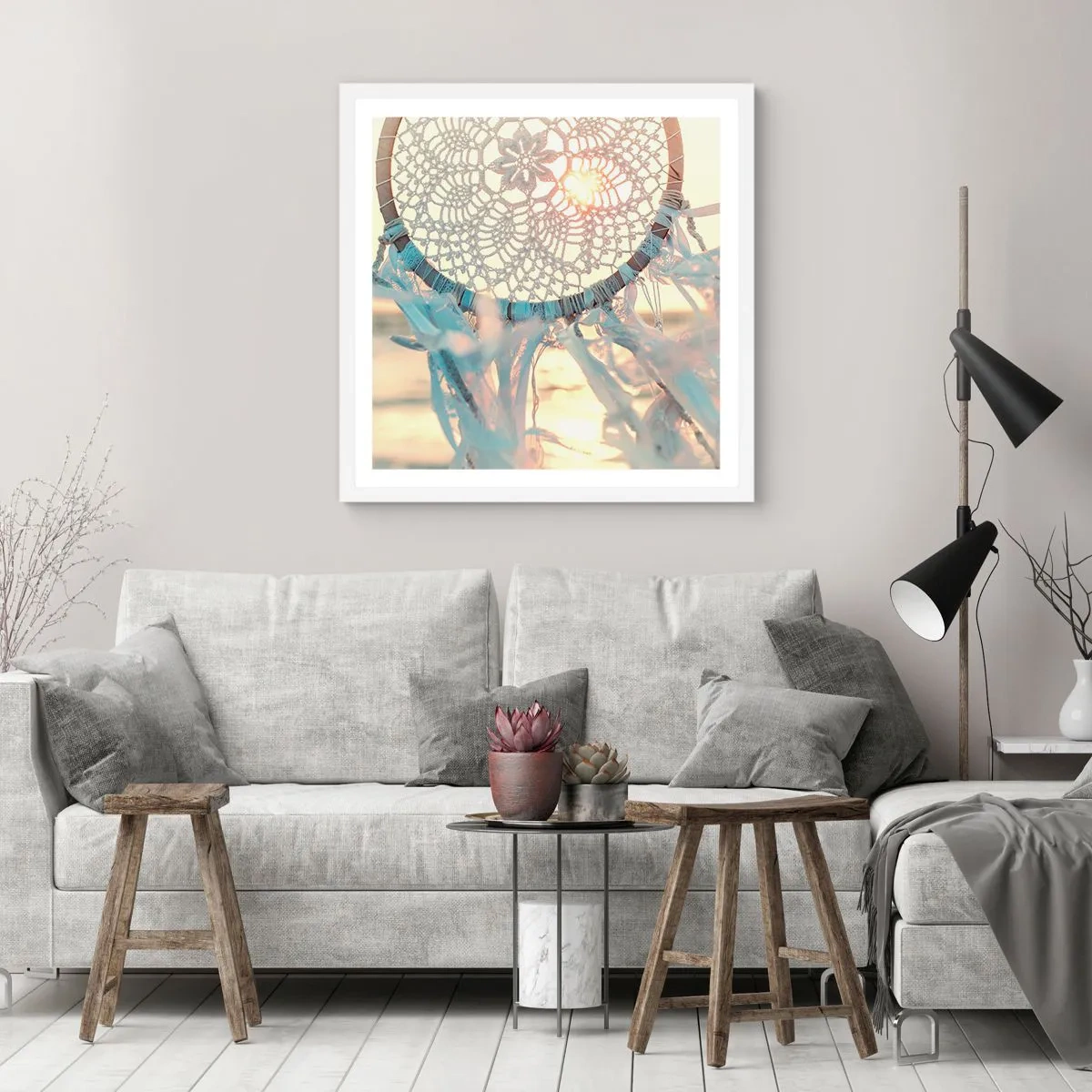 Plagát v bielom ráme - Čipkový totem - 60x60 cm