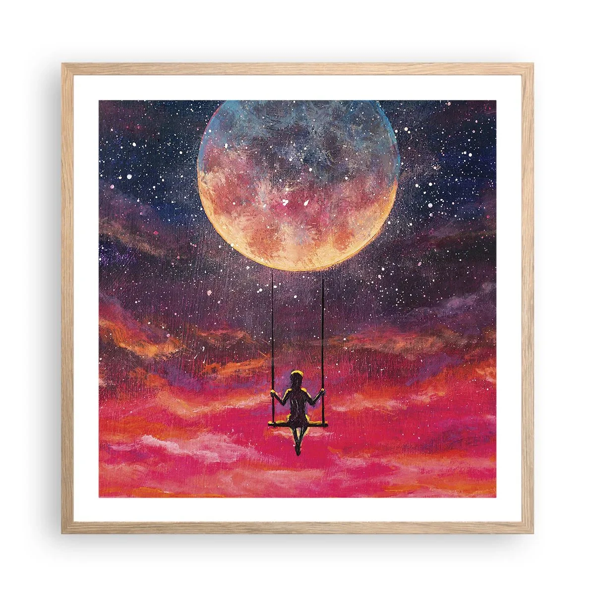 Plagát v ráme zo svetlého duba - Stavať si vzdušné zámky - 60x60 cm