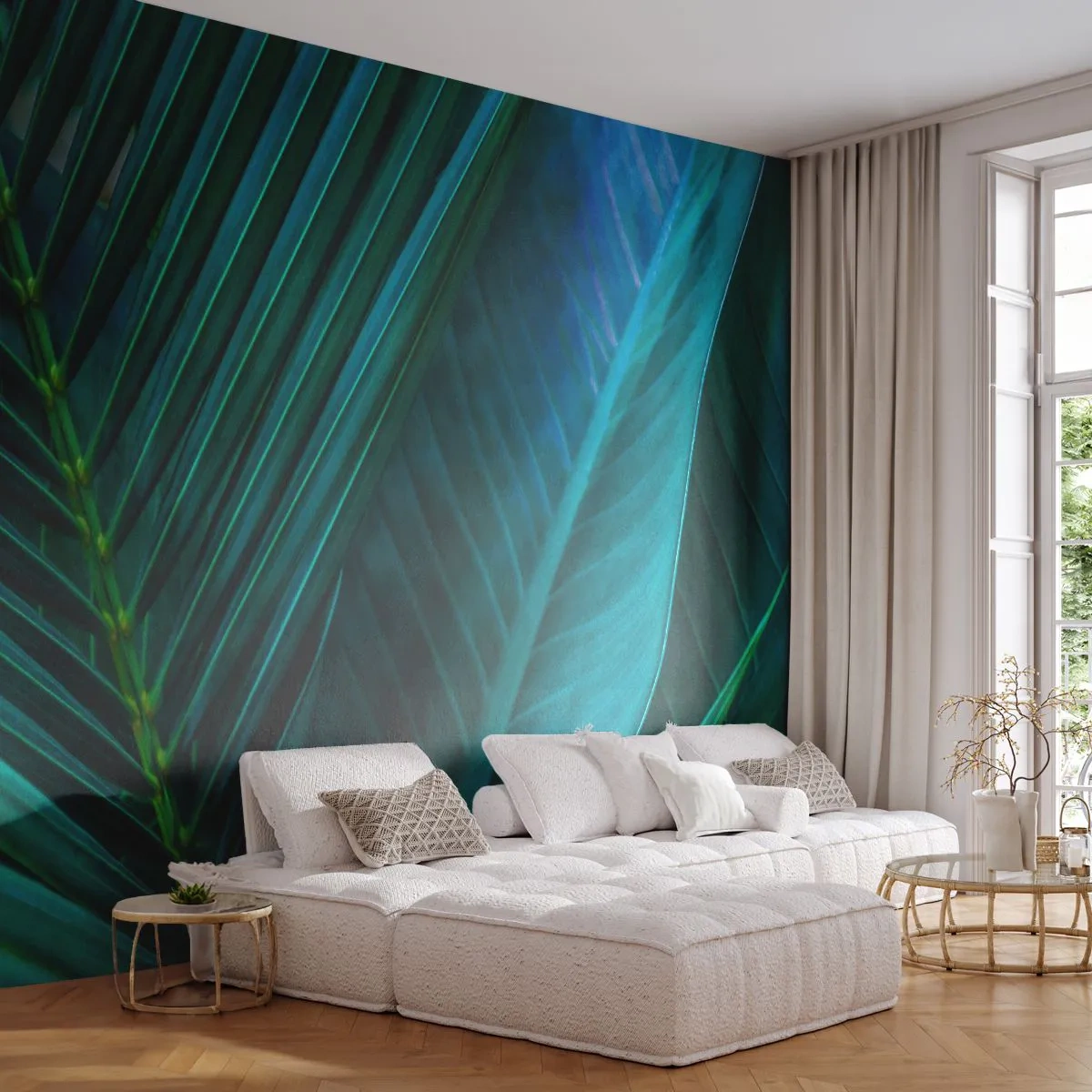 Fototapeta Premium Sand - Anatómia zelene - Zelené listy, Tropická rastlina, Príroda - 350x256 cm