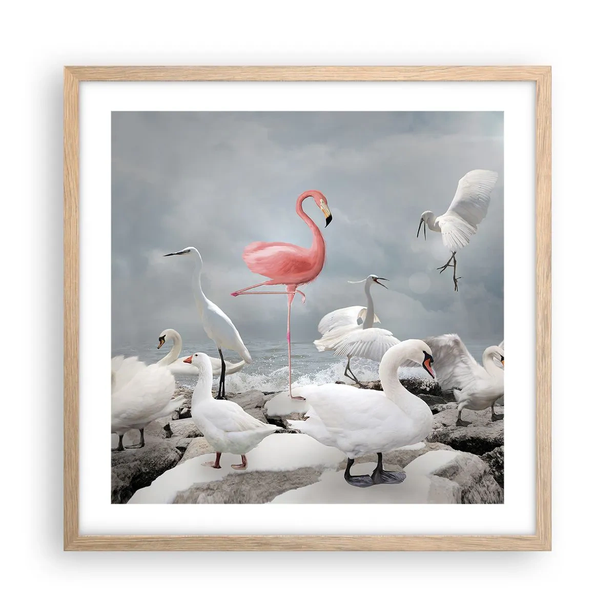 Plagát v ráme zo svetlého duba - Kde som sa tu vzal? - 50x50 cm