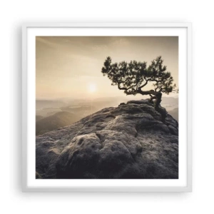 Plagát v bielom ráme - Život vždy víťazí - 60x60 cm