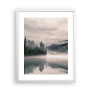 Plagát v bielom ráme - V zamyslení, v hmle - 40x50 cm