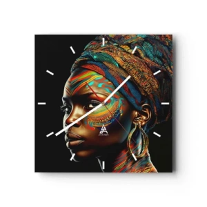 Nástenné hodiny - Africká kráľovná - 30x30 cm