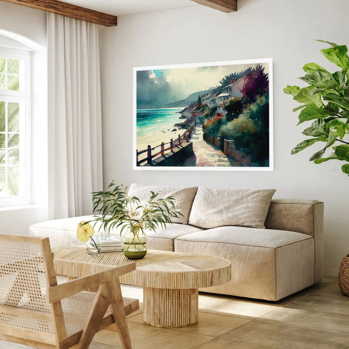 Plagát - Stredomorské mestečko - 70x50 cm