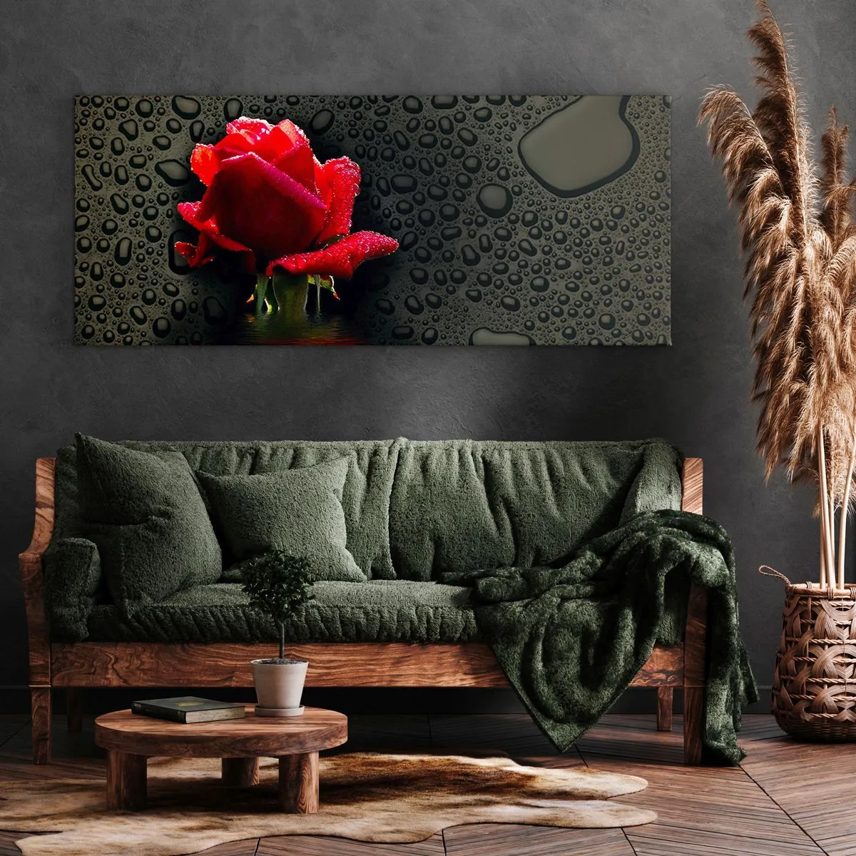 Obraz na plátne - Červené a čierne - 100x40 cm