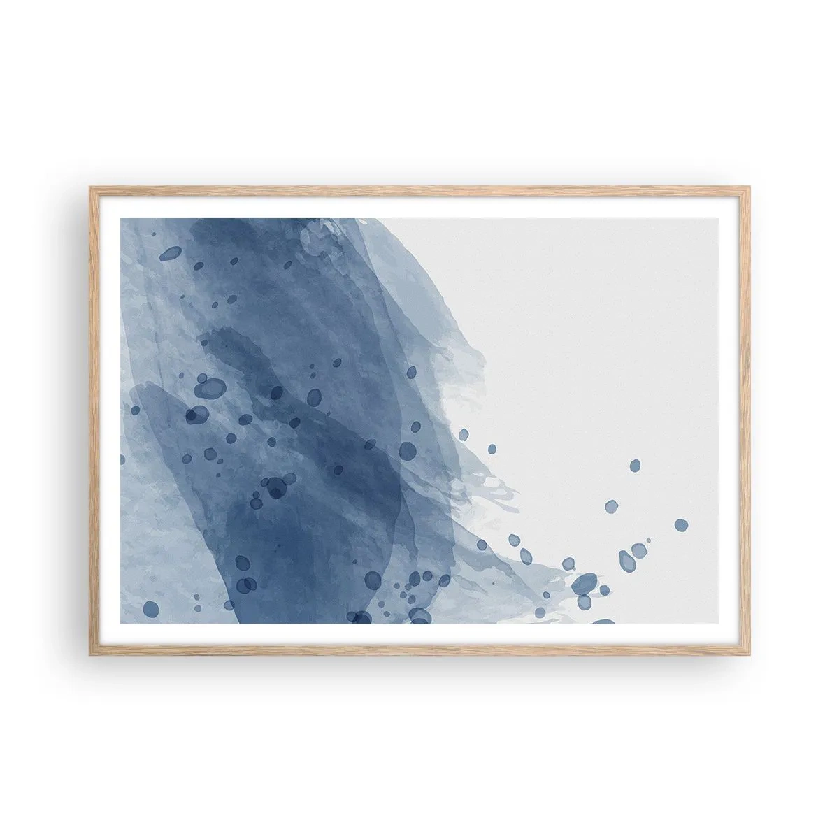 Plagát v ráme zo svetlého duba - Modrý tyl - 100x70 cm