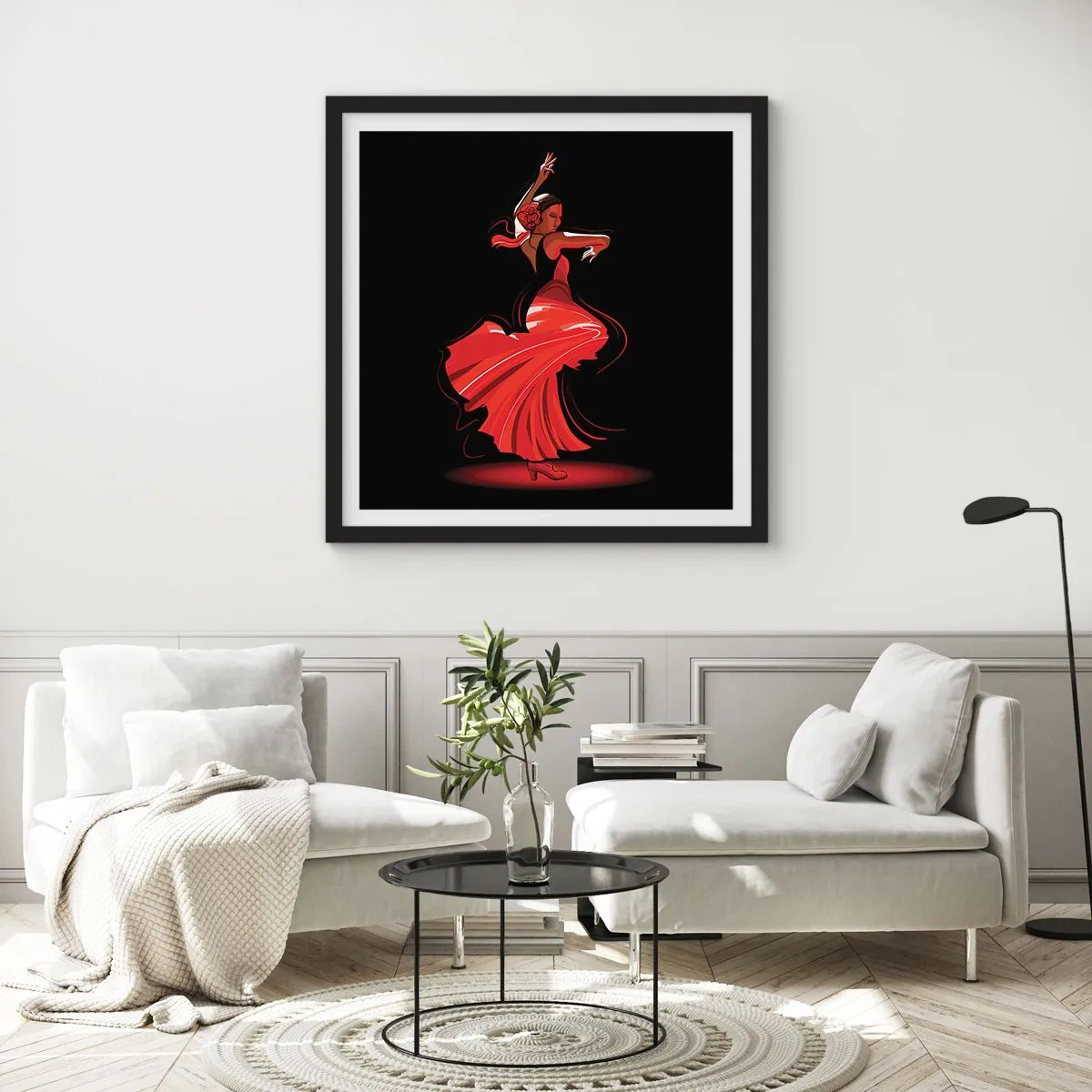 Plagát v čiernom ráme - Horúca duša flamenco - 30x30 cm