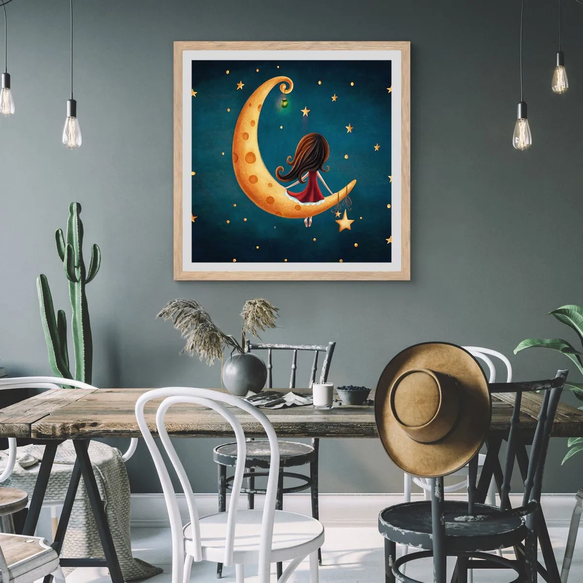 Plagát v ráme zo svetlého duba - Kedysi dávno… - 50x50 cm