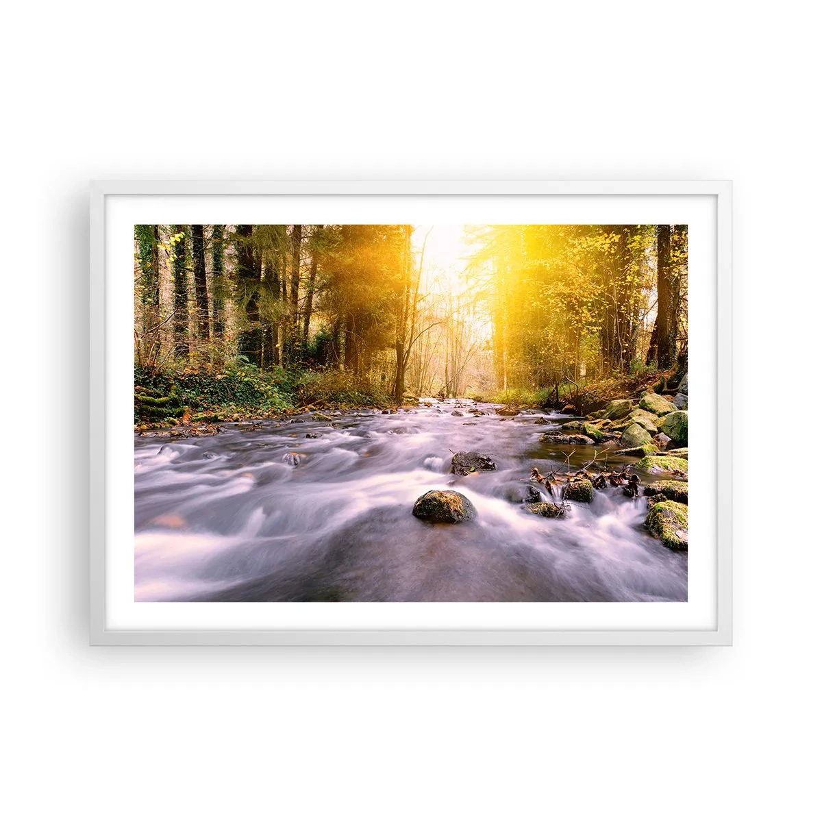 Plagát v bielom ráme - Malachit v strieborno-zlatej podobe - 70x50 cm