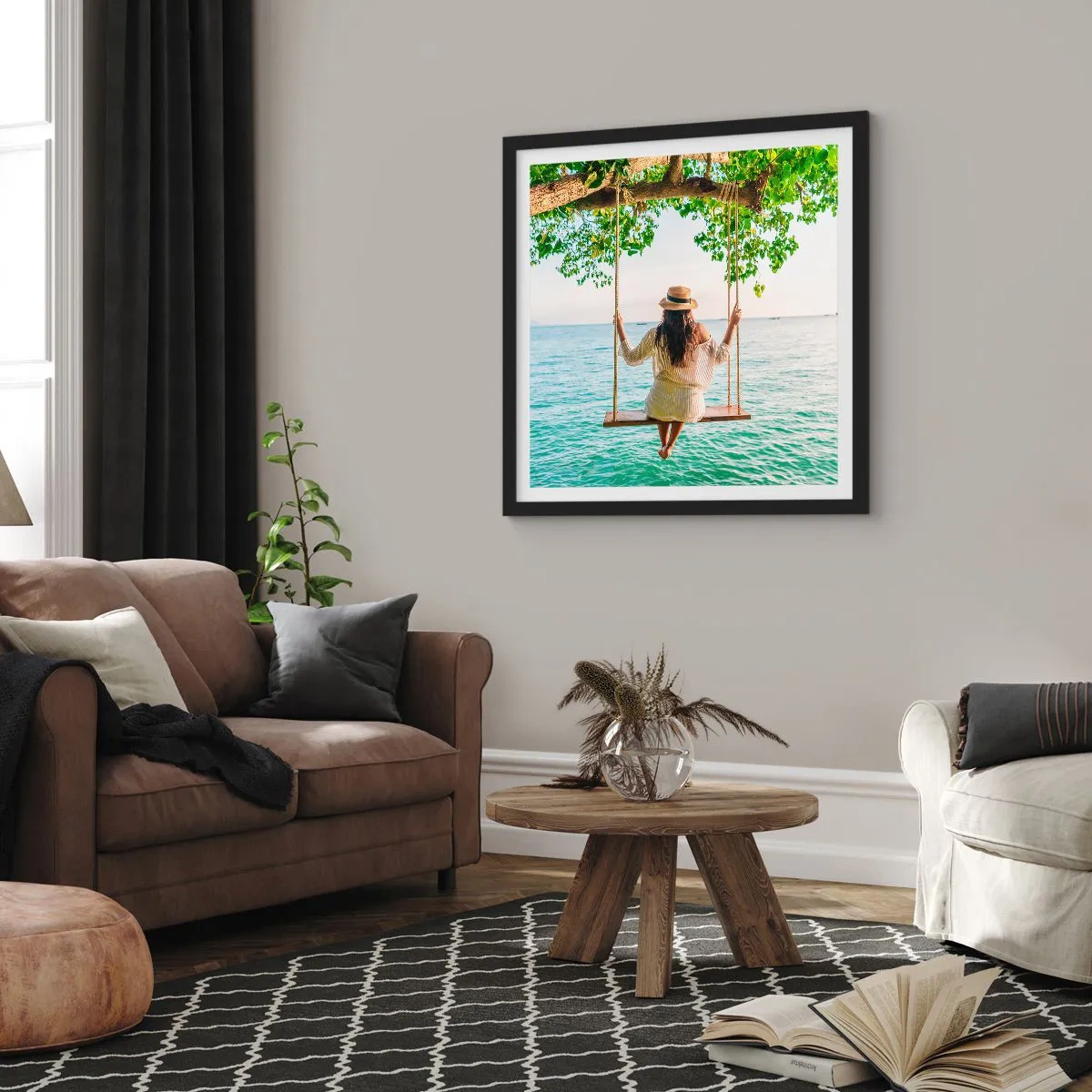 Plagát v čiernom ráme - Život je krásny - 60x60 cm