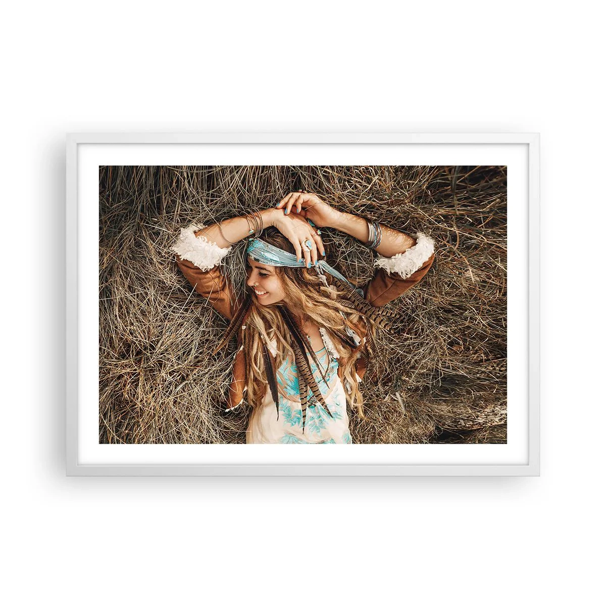 Plagát v bielom ráme - Na ceste do leta lásky - 70x50 cm