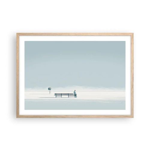 Plagát v ráme zo svetlého duba - Áno, čakám. - 70x50 cm