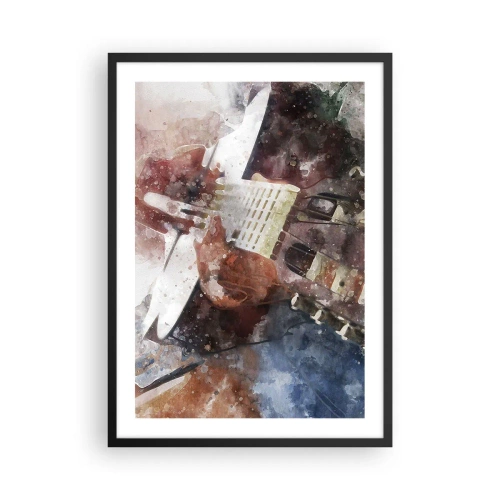 Plagát v čiernom ráme - Umelecké zobrazenie gitary v akvarelovom štýle - 50x70cm - Čo si o tom myslíš? - Moderná nástenná dekorácia do obývacej izby a spálne ARTTOR
