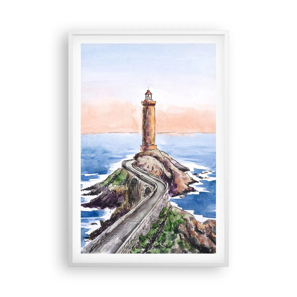 Plagát v bielom ráme - Tvárou v tvár moru - 61x91 cm