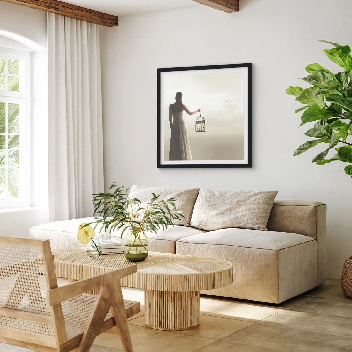 Plagát v čiernom ráme - Buď slobodná - 30x30 cm